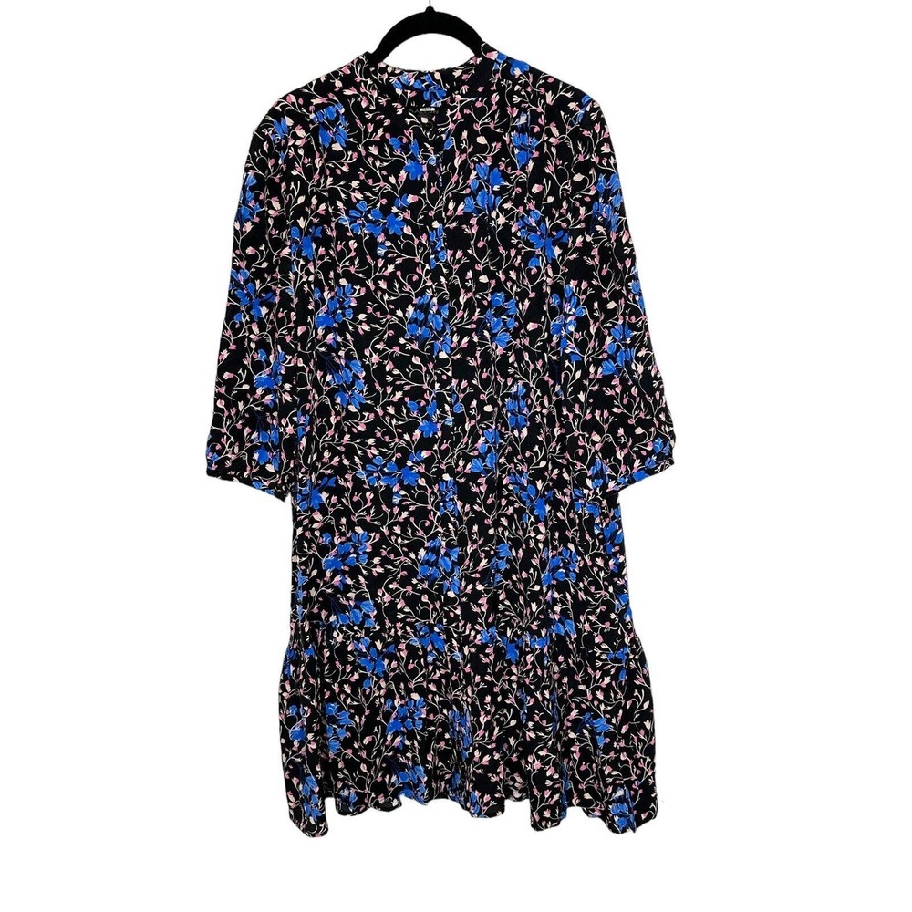 SALONI Floral Mini Dress in Black and Blue
